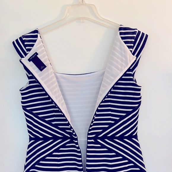 Ann Taylor Cap Sleeve Summer Navy/White Dress - Size 6! - Picture 7 of 8